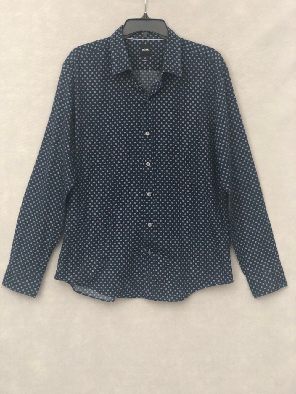 Hugo Boss Button-Up Shirt Standard Fit Navy Men's XL